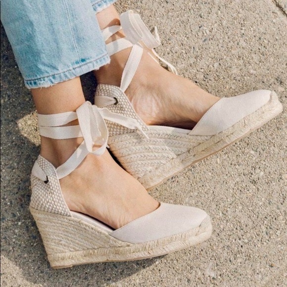 Soludos Shoes - SOLUDOS Mallorca Espadrille Linen Wedge Sandals Tie Ankles Natural Tan ~ Size 10